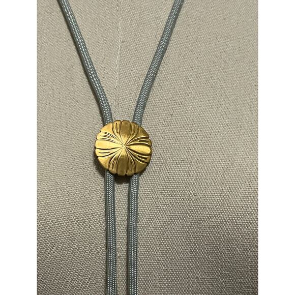 Brass Western Style Bolo Tie on 36" Gray Cord Handmade NEW - Picture 4 of 6